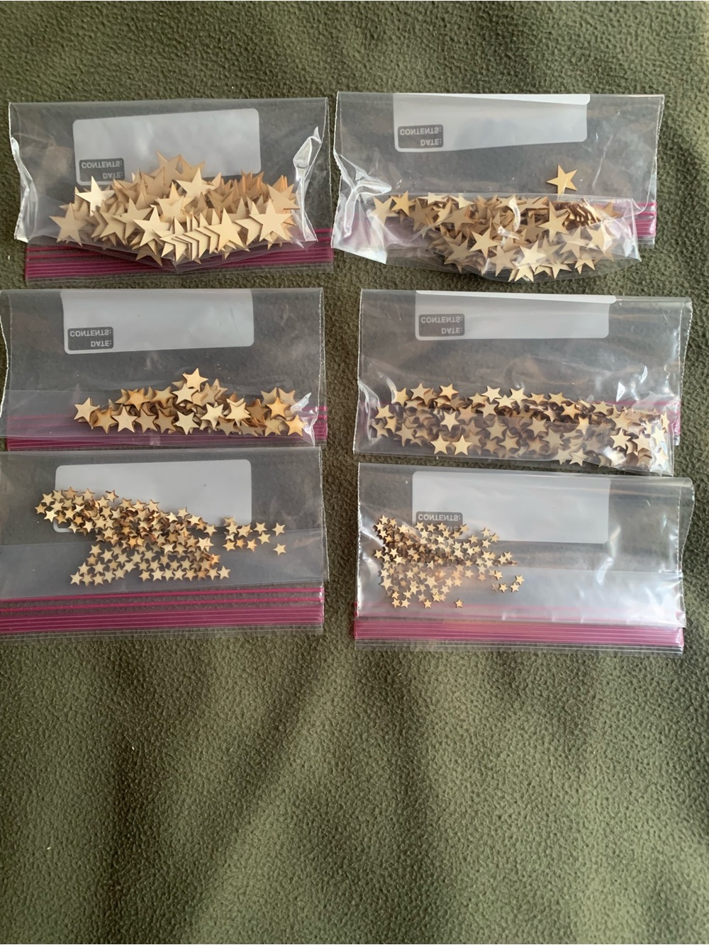 500 unfinished wooden star cutouts. 6 different sizes.